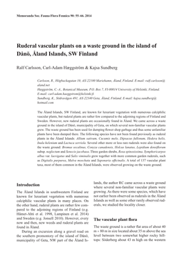 Ruderal Vascular Plants on a Waste Ground in the Island of Dånö, Åland Islands, SW Finland