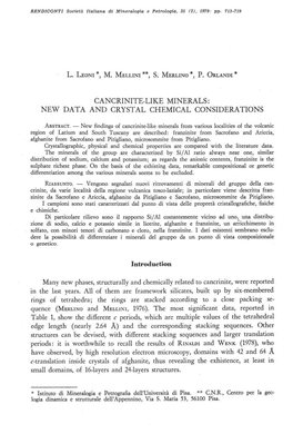 Cancrinite-L1ke Minerals, New Data and Crystal