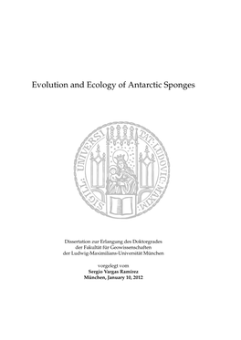 Evolution and Ecology of Antarctic Sponges