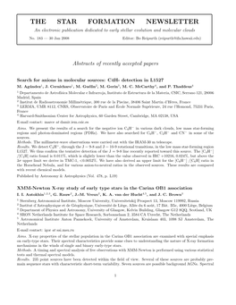 THE STAR FORMATION NEWSLETTER an Electronic Publication Dedicated to Early Stellar Evolution and Molecular Clouds