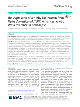 (Mdtlp7) Enhances Abiotic Stress Tolerance in Arabidopsis Jianing Xu†, Shanshan Xing†, Qinghua Sun, Chunyan Zhan, Xin Liu, Shizhong Zhang* and Xiaoyun Wang*