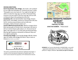 CORONA HEIGHTS/HAIGHT ASHBURY 10K/5K Walk DISCLAIMER: All Participants Must Sign a Waiver