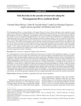 Fish Diversity in the Cascade of Reservoirs Along the Paranapanema River, Southeast Brazil