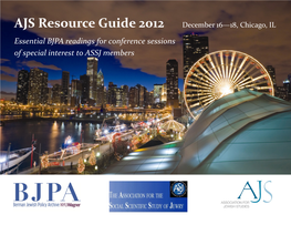 Essential BJPA Readings for Conference Sessions of Special Interest to ASSJ Members