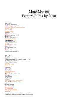 Meiermovies Feature Films by Year