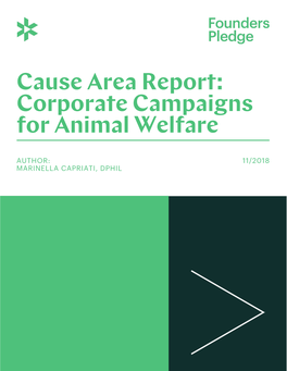 Cause Area Report: Corporate Campaigns for Animal Welfare