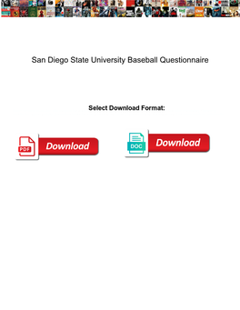 San Diego State University Baseball Questionnaire