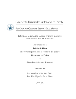 Benemérita Universidad Autónoma De Puebla Facultad De Ciencias Físico Matemáticas