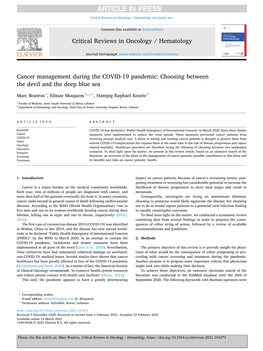 Cancer Management During the COVID-19 Pandemic: Choosing Between the Devil and the Deep Blue Sea