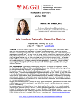 Biostatistics Seminars Winter 2021