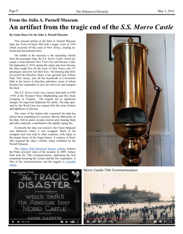 An Artifact from the Tragic End of the S.S. Morro Castle by Linda Duyer for the Julia A