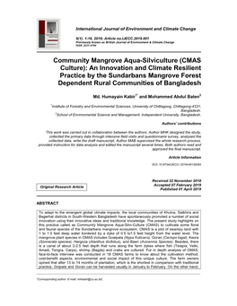 Community Mangrove Aqua-Silviculture (CMAS Culture)