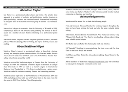 About Ian Taylor About Matthew Hilger Acknowledgements