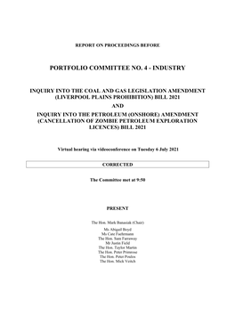 Portfolio Committee No. 4 - Industry