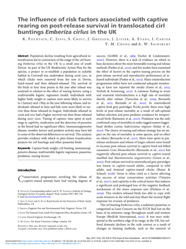 The Influence of Risk Factors Associated with Captive Rearing on Post-Release Survival in Translocated Cirl Buntings Emberiza Cirlus in the UK