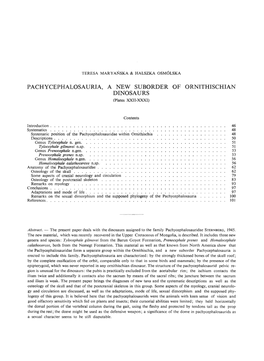 Pachycephalosaurla, a NEW SUBORDER of ORNITHISCHIAN DINOSAURS (Plates XXII-XXXI)