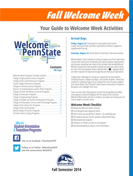 Fall Welcome Week Your Guide to Welcome Week Activities