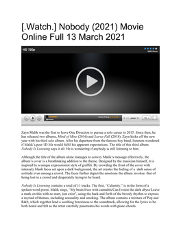 [.Watch.] Nobody (2021) Movie Online Full 13 March 2021