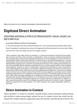 CEC — Econtact! 15.4 — Digitized Direct Animation: Creating Mat… Music Using 8 Mm Film by Jonathan Weinel and Stuart Cunningham 01/03/2019, 09�16