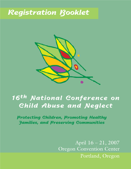 Registration Booklet: 16Th National Conference on Child Abuse And