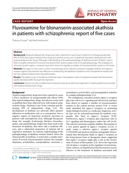 Fluvoxamine for Blonanserin-Associated Akathisia In