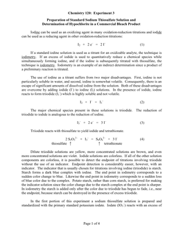 Chemistry 120: Experiment 5