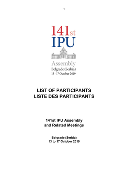 List of Participants Liste Des Participants