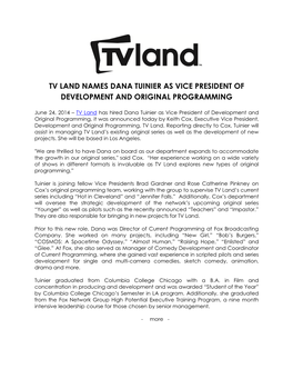 Tv Land Names Dana Tuinier As Vice President Of