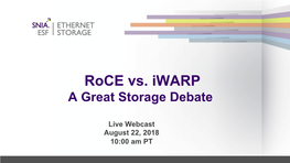 Roce Vs. Iwarp a Great Storage Debate