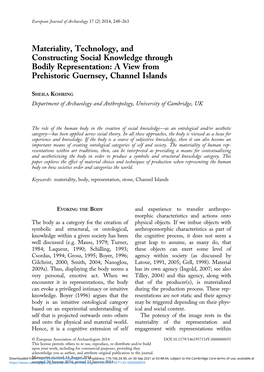 Materiality, Technology, and Constructing Social Knowledge Through Bodily Representation: a View from Prehistoric Guernsey, Channel Islands