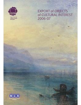 EXPORT of OBJECTS of CULTURAL INTEREST 2006-07