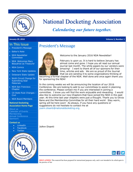 National Docketing Association Home Page About Us William Mckay Calendar of Events