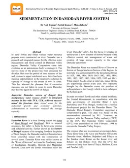 Sedimentation in Damodar River System