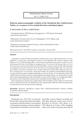 Holocene Palaeoceanographic Evolution of the Iskenderun Bay, South-Eastern Turkey, As a Response to River Mouth Diversions and Human Impact