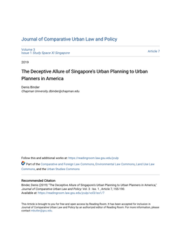 The Deceptive Allure of Singapore's Urban Planning to Urban Planners in America