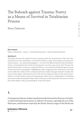 Poetry As a Means of Survival in Totalitarian Prisons