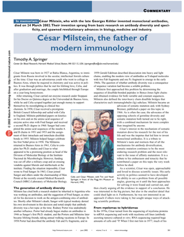 César Milstein, the Father of Modern Immunology