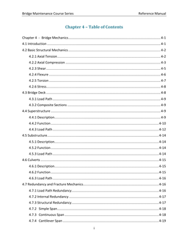 Chapter 4 – Table of Contents