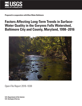 Water Quality in the Gwynns Falls Watershed, Baltimore City and County, Maryland, 1998–2016