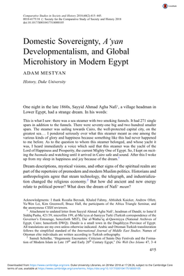 Domestic Sovereignty, A'yan Developmentalism, and Global