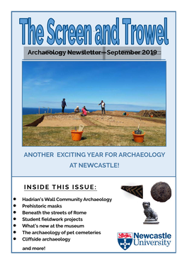 Archaeology Newsletter—September 2019 INSIDE THIS ISSUE
