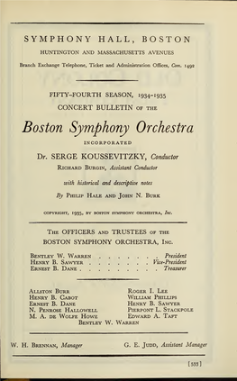 Boston Symphony Orchestra Concert Programs, Season 54,1934-1935