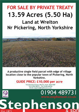 Particulars for Land at Wrelton.Pub