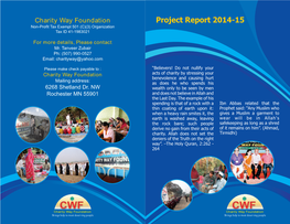 Project Report 2014-15 Non-Profit Tax Exempt 501 (C)(3) Organization Tax ID 41-1983021