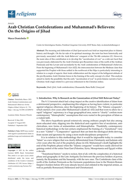 Arab Christian Confederations and Muhammad's Believers