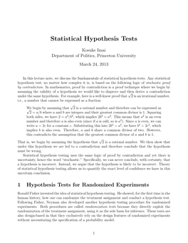 Statistical Hypothesis Tests