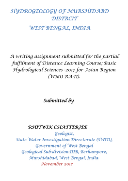 Hydrogeology of Murshidabd Distrcit West Bengal, India