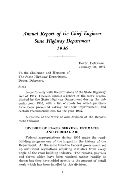 Annual Report of the Chief Engineer State Highway Department 1936