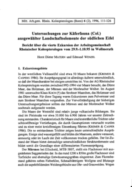 Untersuchungen Zur Käferfauna (Col.) Ausgewählter