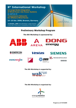 Preliminary Workshop Program